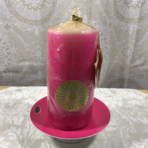 Vintage 1960’s Grants W. Germany Pink Metal Candle Holder w/ Gibson Cand…